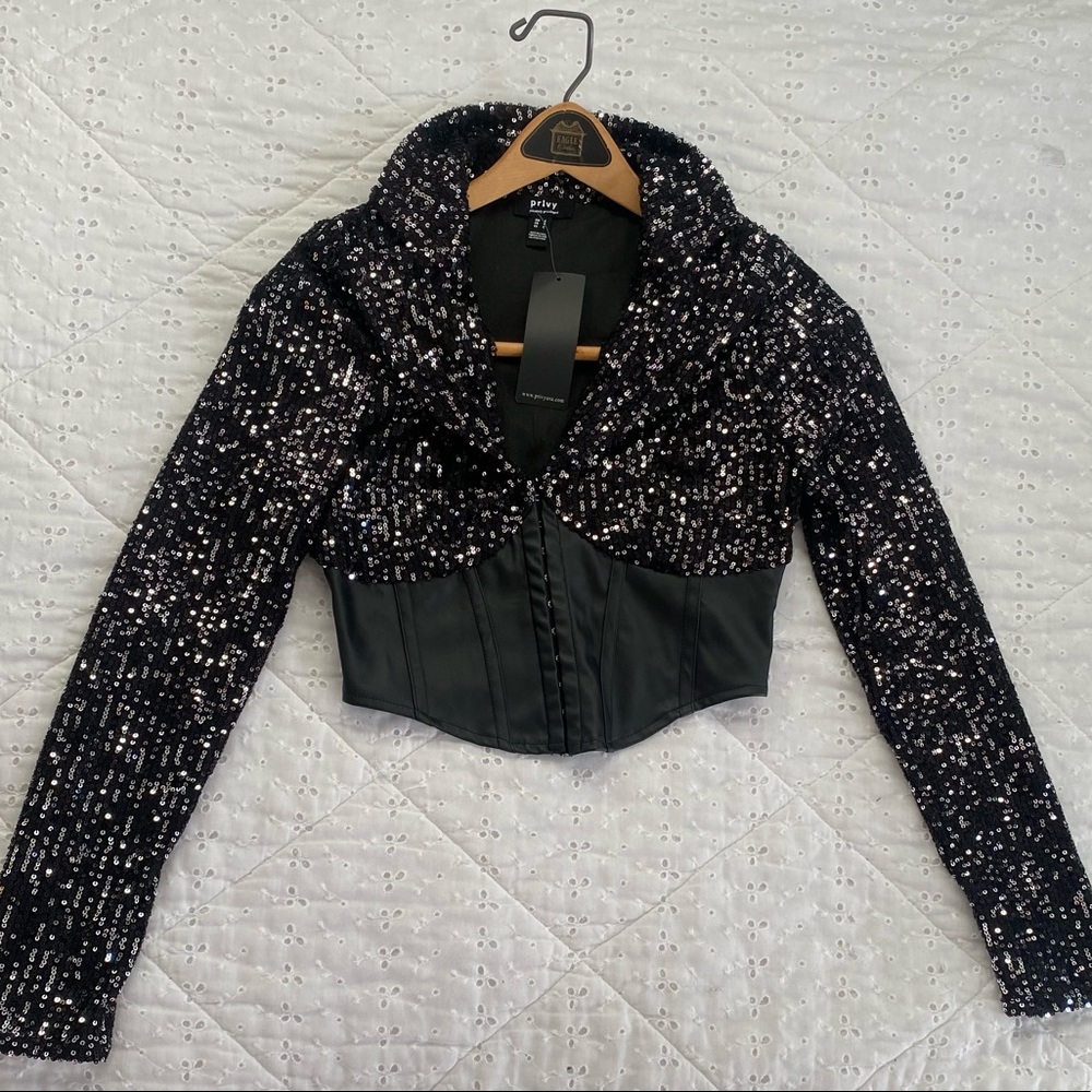 Privately Privileged Shimmer Long Sleeve Corset